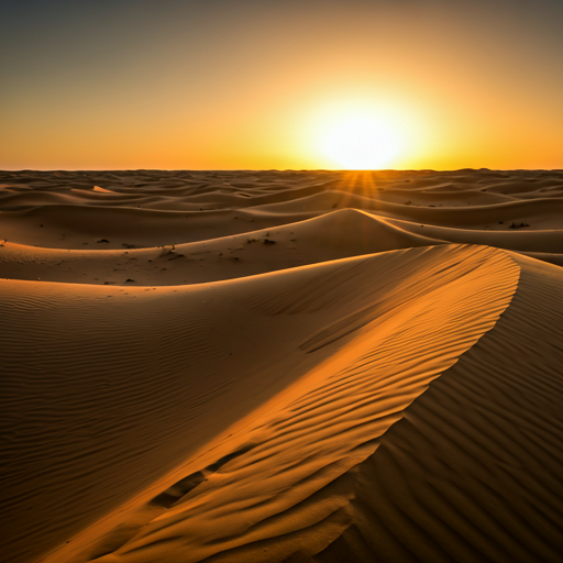 Golden desert sand dunes